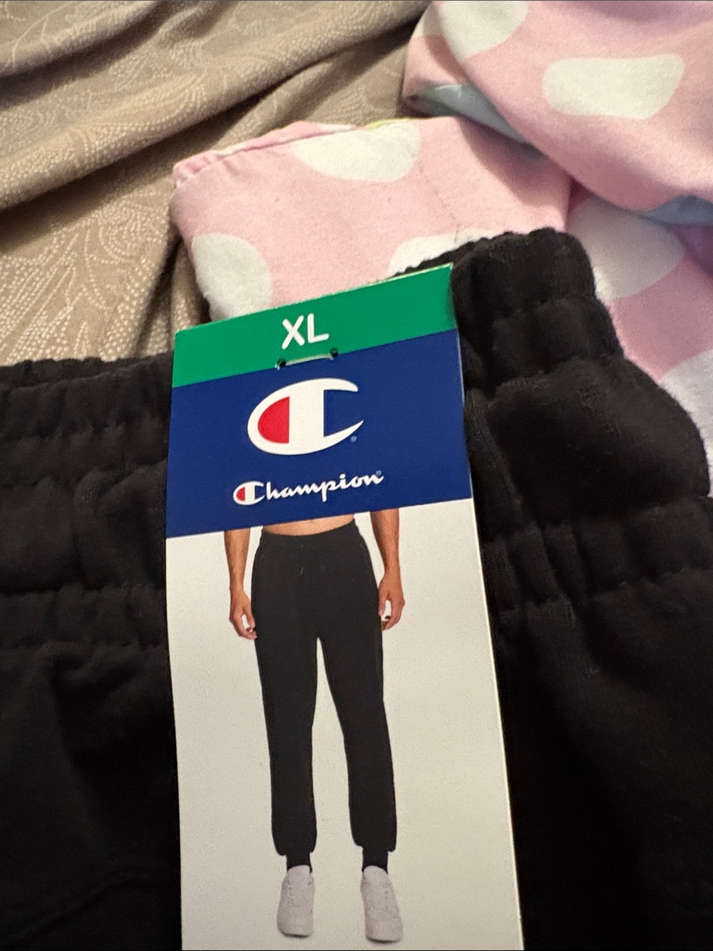 Champion Black Jogger Sweatpants with Logo Tag